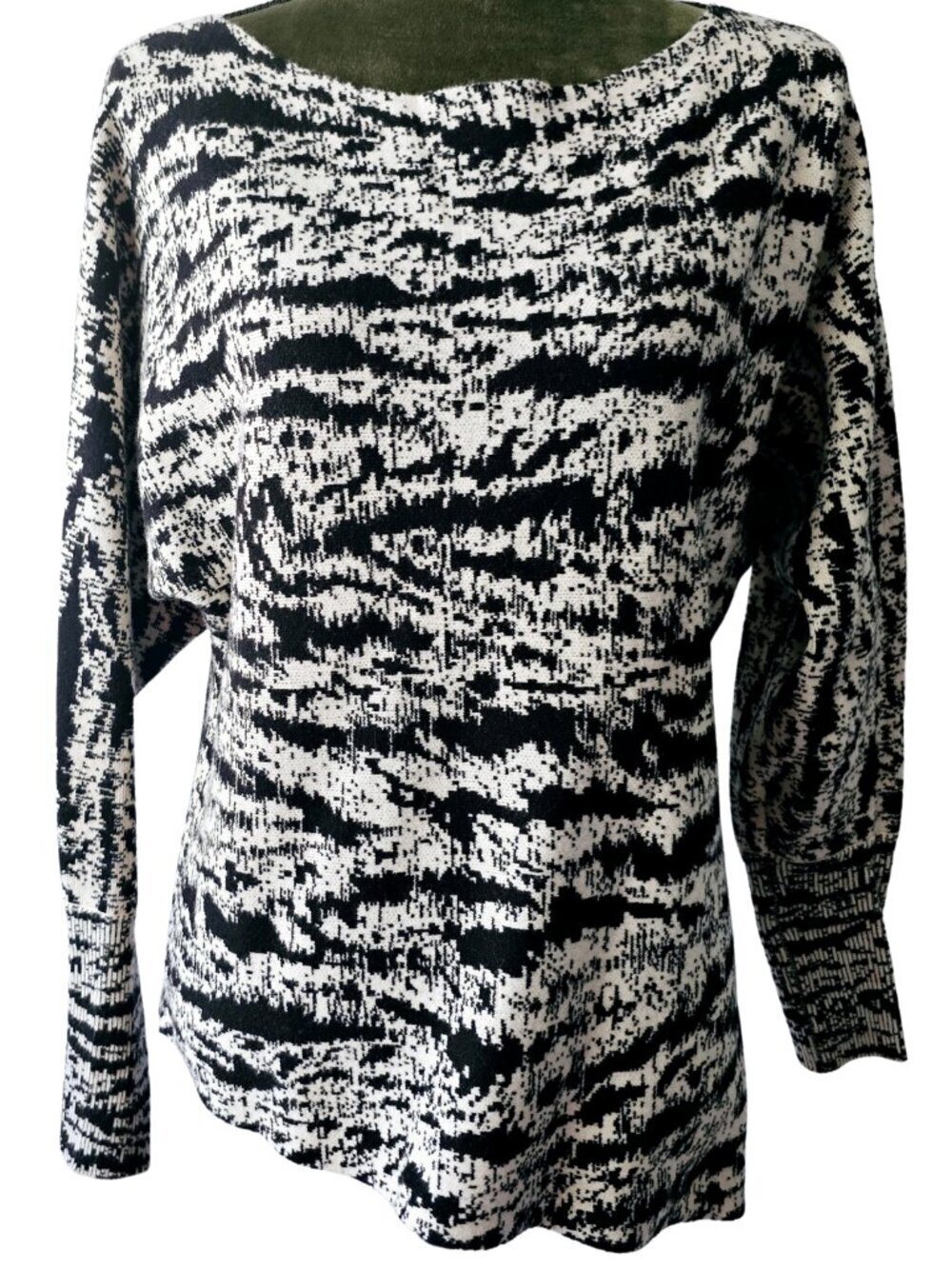 ✨Like New✨ Express Assymetrical Black and White Striped Sweater, Size XS